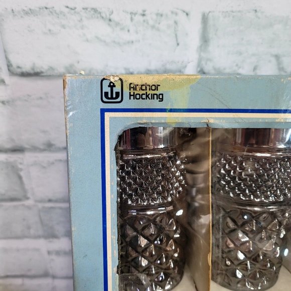 Set of 6 Vintage Anchor Hocking Wexford Pewter Mist Smoke 11oz Glasses NOS MCM - Picture 5 of 14